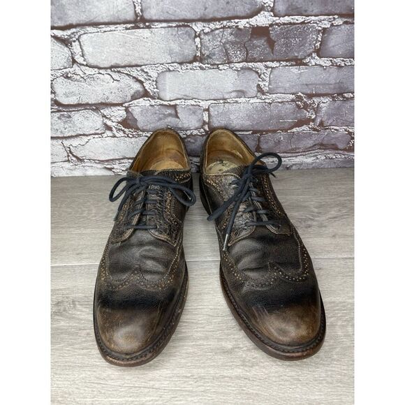 Frye Jones Wingtip Dark Brown Leather Distressed Dress Shoes Men Sz 13D US/46EU - Picture 2 of 16